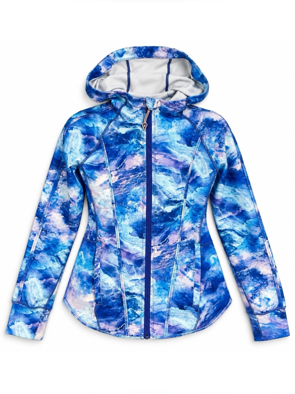 Ivivva by Lululemon Blue White & Purple Marble Hooded Define Jacket Girls Sz 12